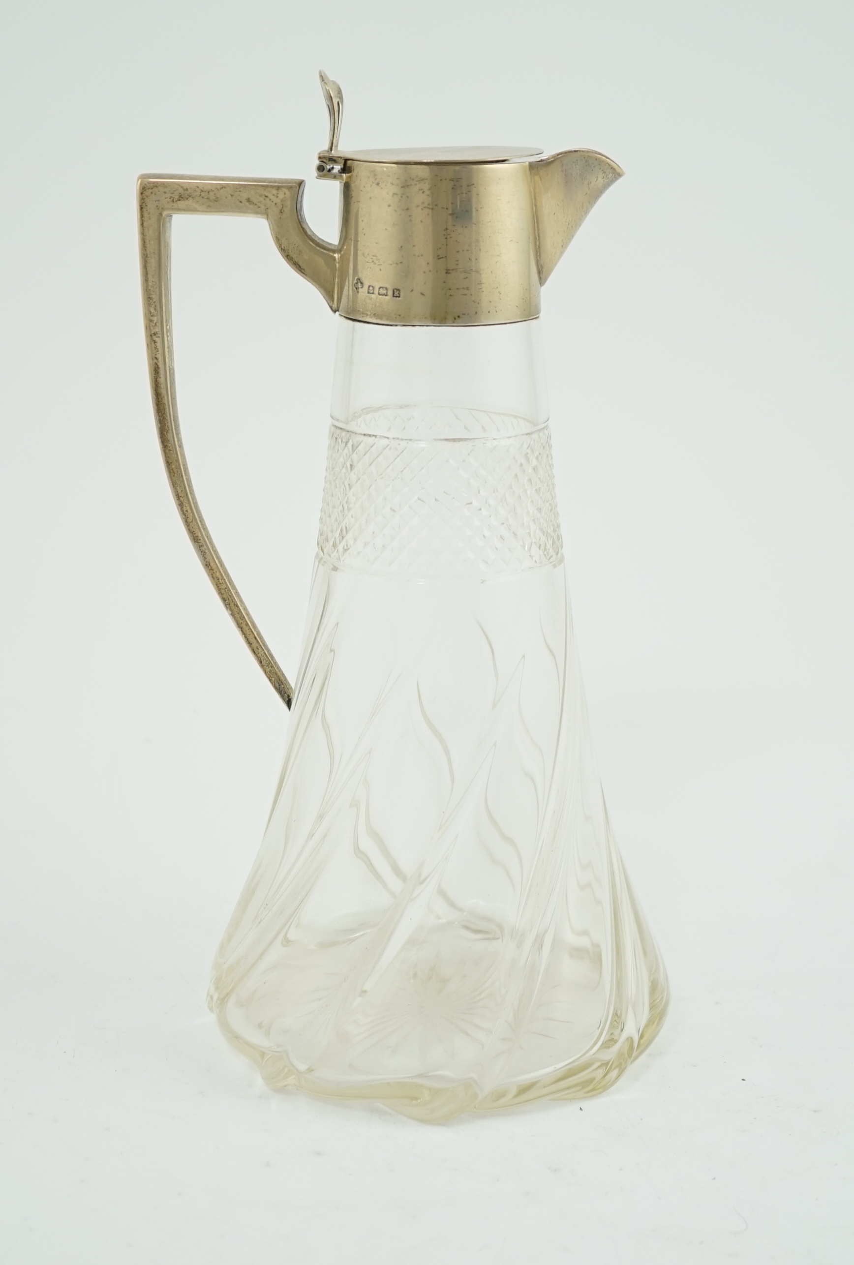 An Edwardian silver mounted cut glass claret jug, by William Hutton & Sons Ltd